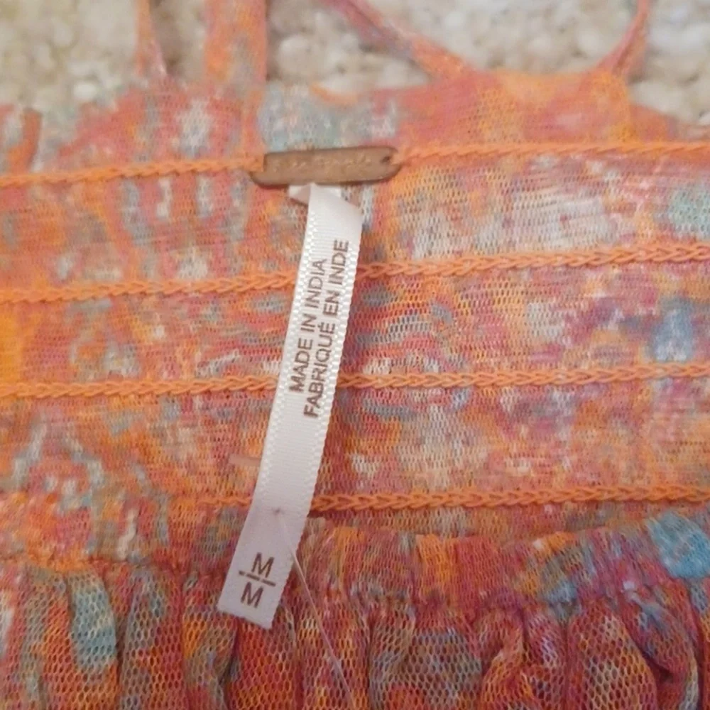 NWT Free People Penelope Peach Blouse Puff sleeve sz M - Picture 6 of 8